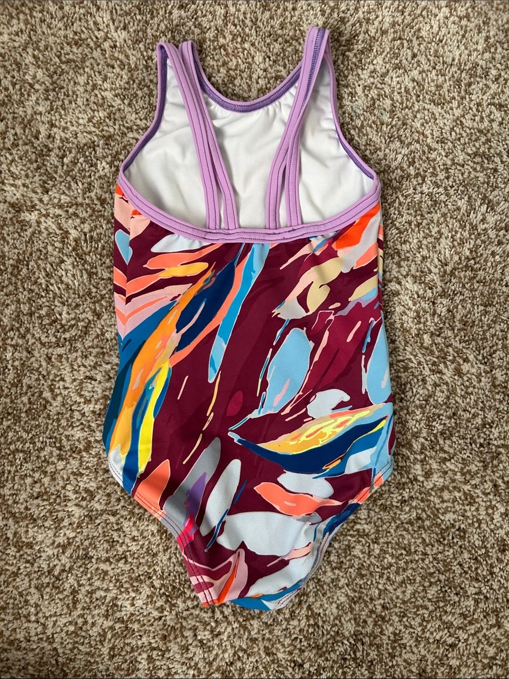 Maroon Abstract Print Dance Leotard for Kids